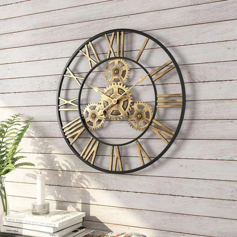 Wall Clocks : Horloge Murale Engrenages Métalliques – Style Industriel Best-Seller dans de Marche Lino