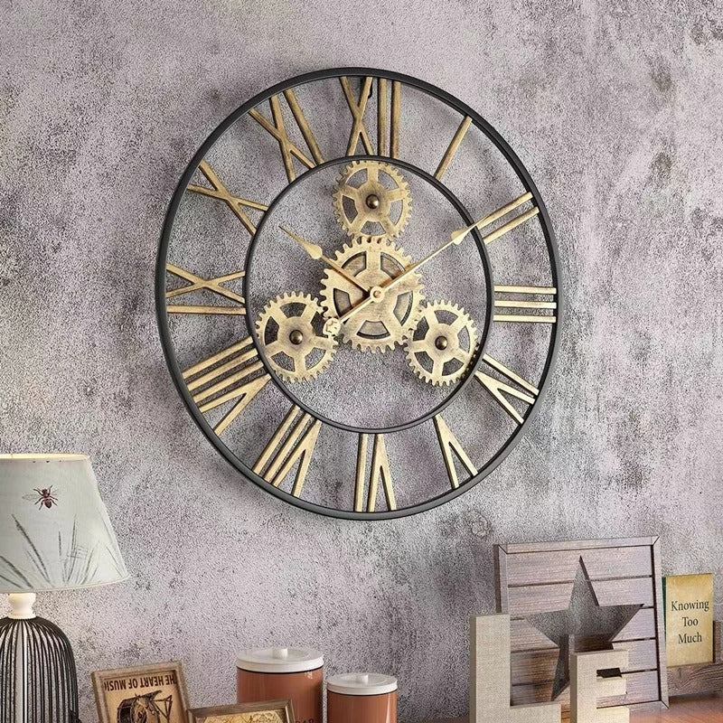 Wall Clocks : Horloge Murale Engrenages Métalliques – Style Industriel Best-Seller dans de Marche Lino