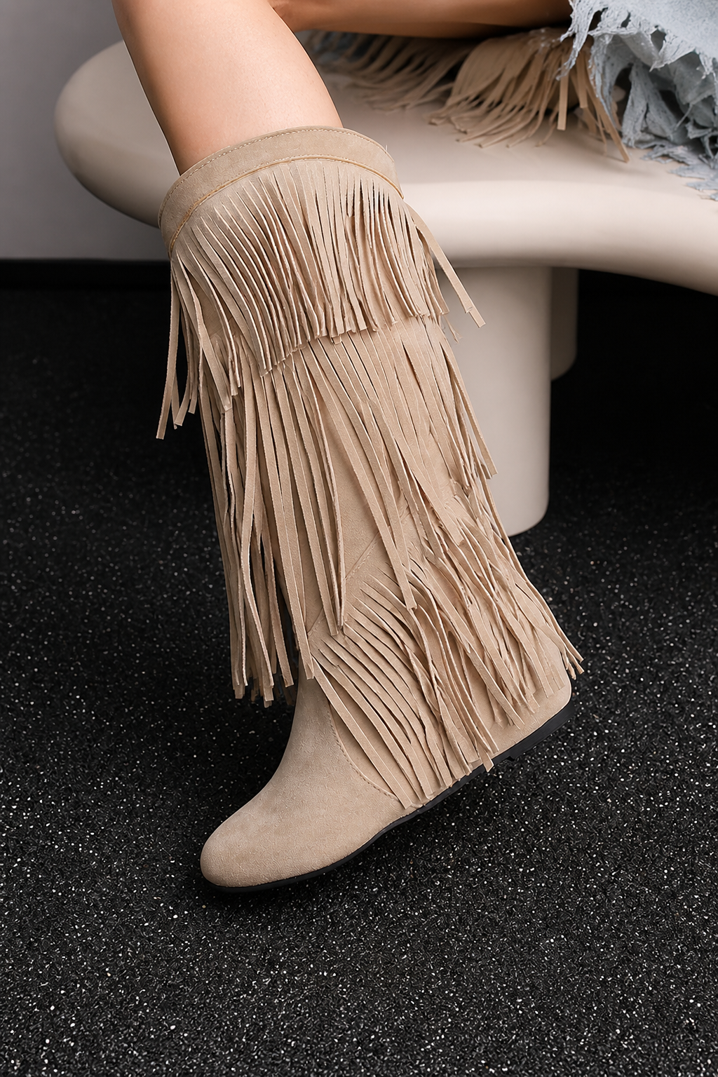 Bottes Cowboy Femme Pampilles Dorées Élégantes