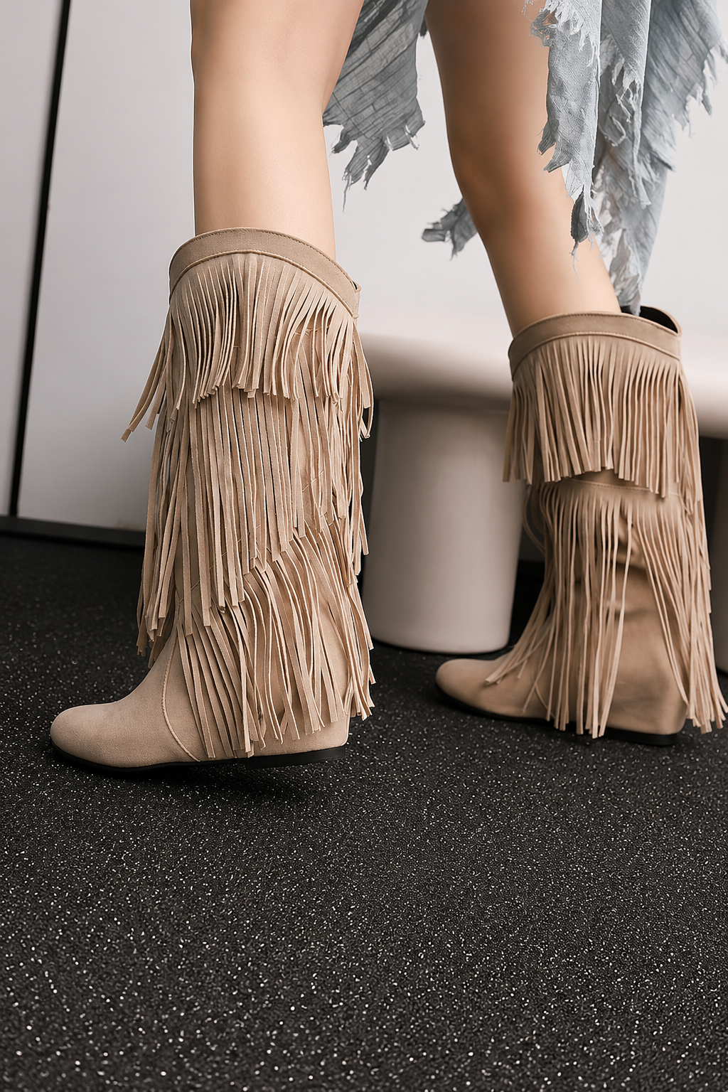 Bottes Cowboy Femme Pampilles Dorées Élégantes