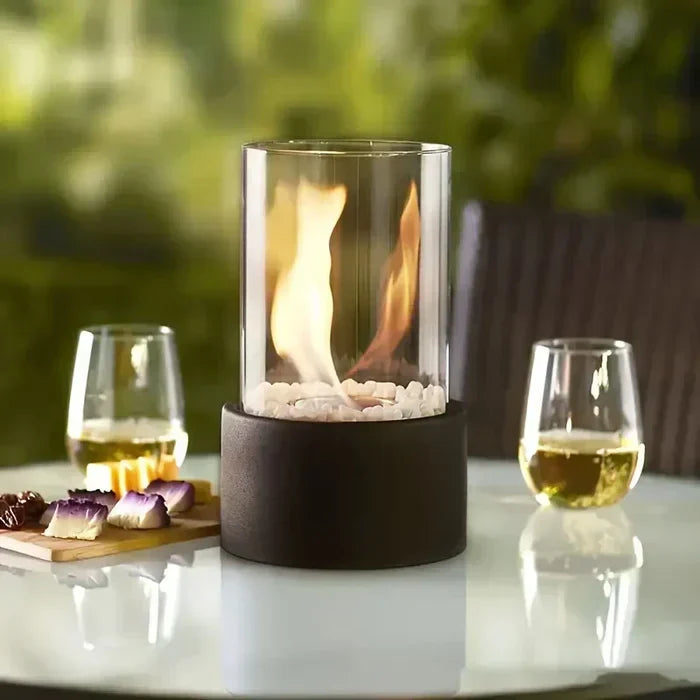 Lampe de table sans fil pour terrasse en aluminium noir avec effet flamme