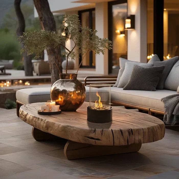 Lampe de table sans fil pour terrasse en aluminium noir avec effet flamme