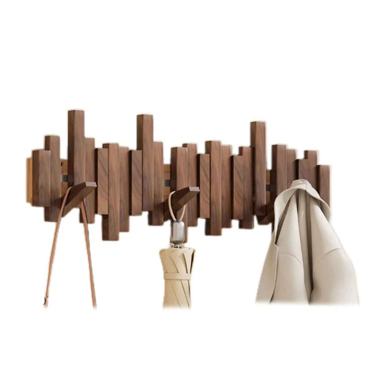 coat racks : Porte-manteau Mural Piano | Bois Noyer ou Hêtre | Sublimez Votre Entrée dans Noyer de Marche Lino