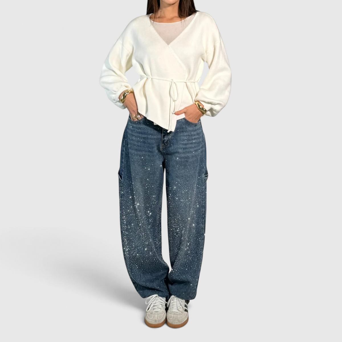 Pantalon Femme Jambe Large - Taille Haute