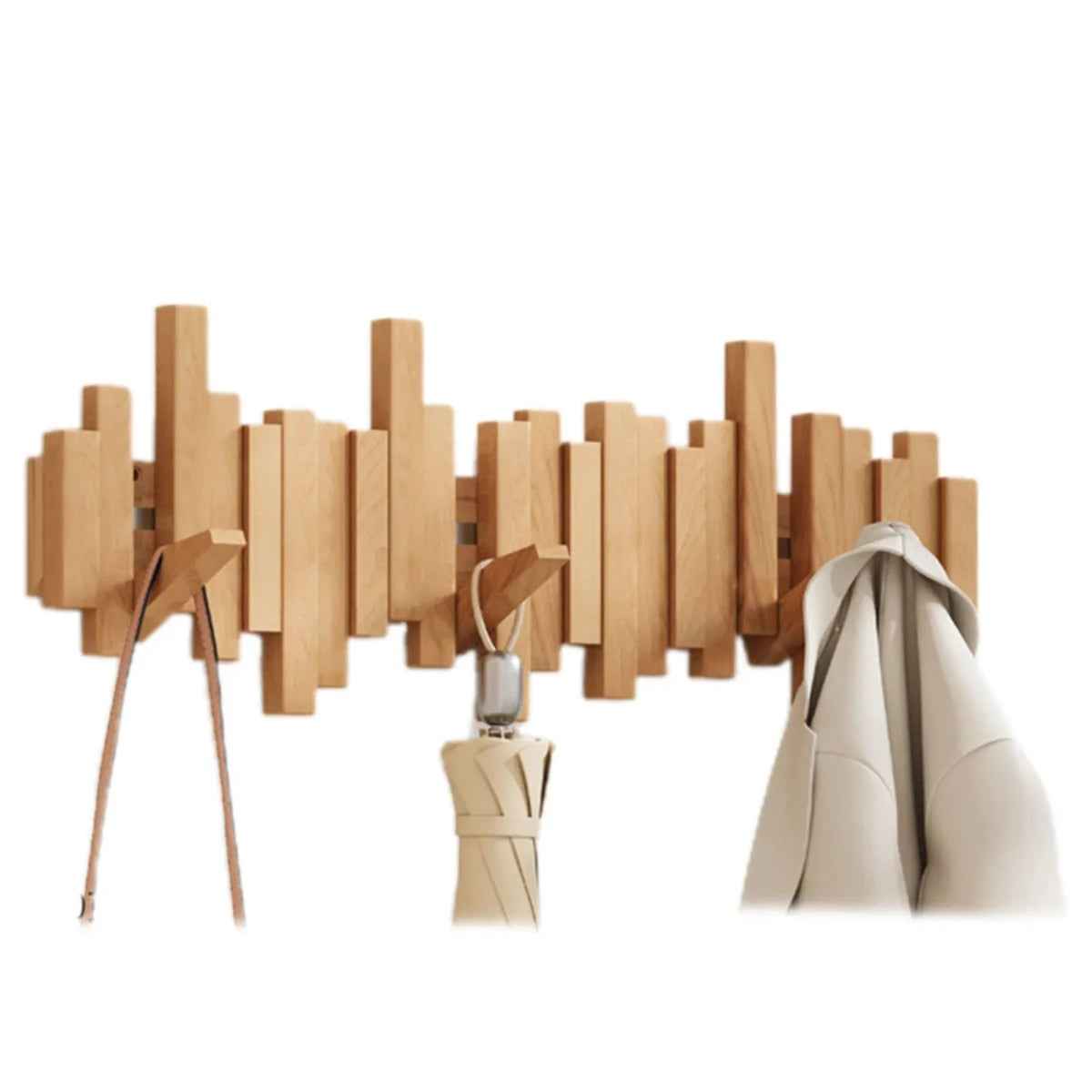 coat racks : Porte-manteau Mural Piano | Bois Noyer ou Hêtre | Sublimez Votre Entrée dans Hêtre de Marche Lino