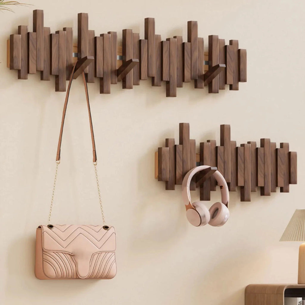coat racks : Porte-manteau Mural Piano | Bois Noyer ou Hêtre | Sublimez Votre Entrée dans de Marche Lino