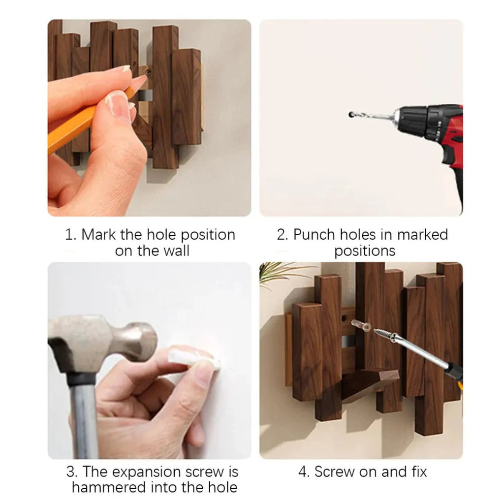 coat racks : Porte-manteau Mural Piano | Bois Noyer ou Hêtre | Sublimez Votre Entrée dans de Marche Lino