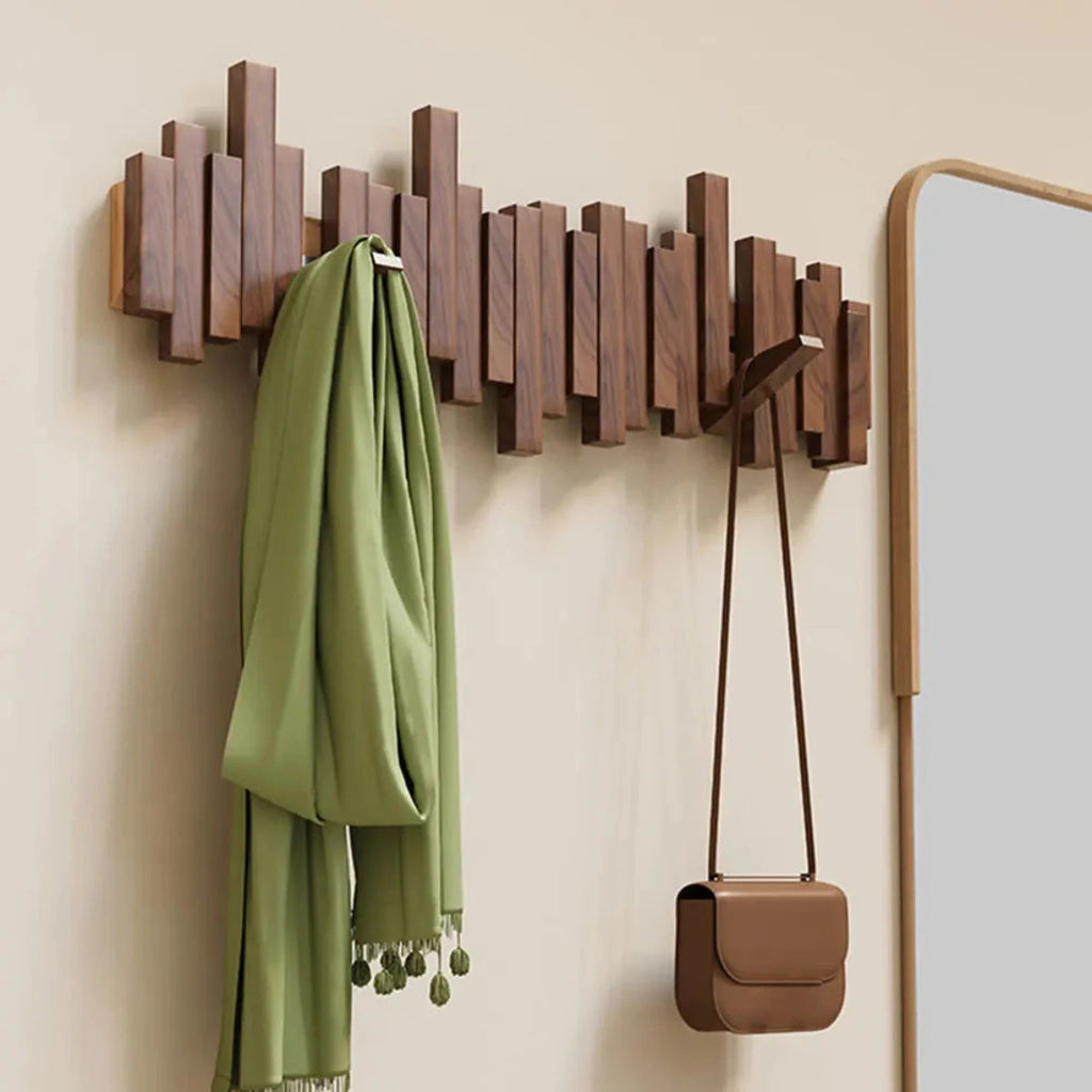 coat racks : Porte-manteau Mural Piano | Bois Noyer ou Hêtre | Sublimez Votre Entrée dans de Marche Lino