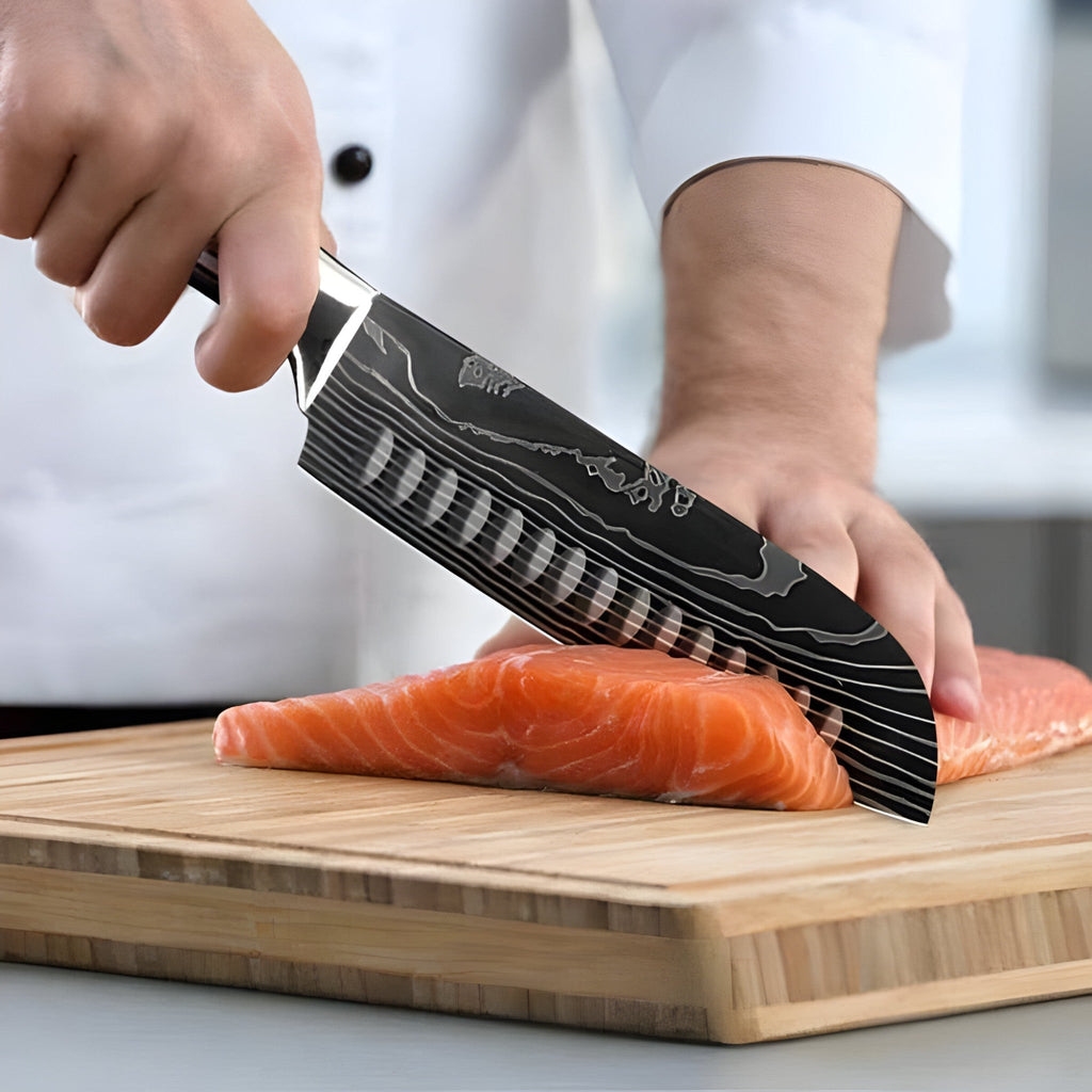Ensemble de 8 couteaux de cuisine japonais Calla en acier Damas, extrêmement tranchants pour les chefs professionnels