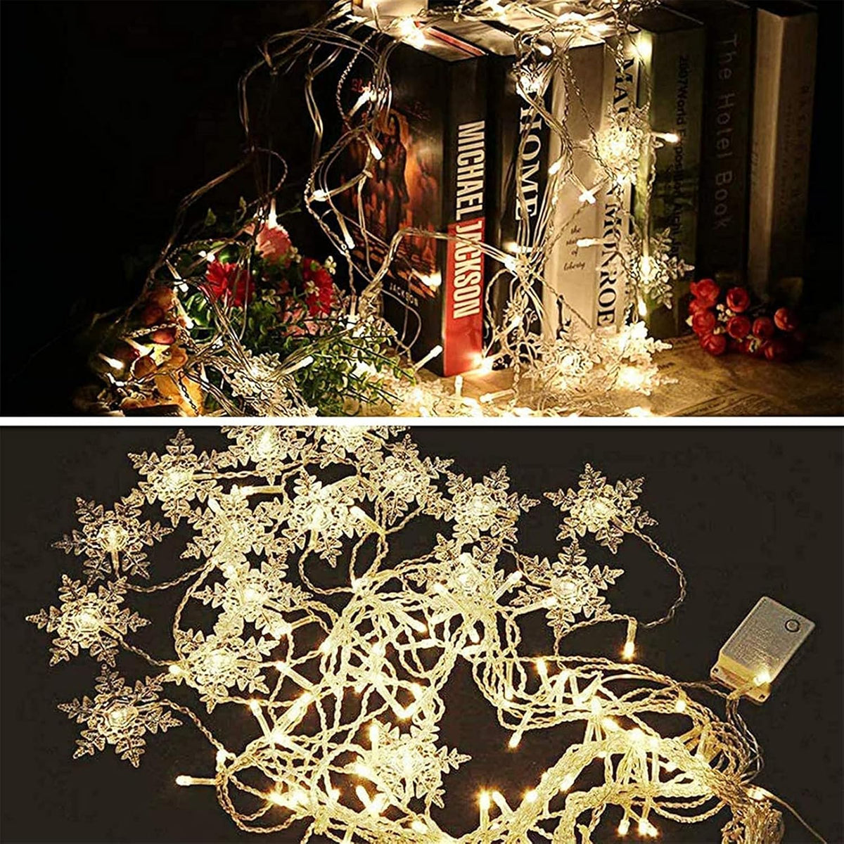 LED Curtain String Lights : Rideau Lumineux LED Flocons de Neige – Guirlande de Noël 8 Modes dans de Marche Lino