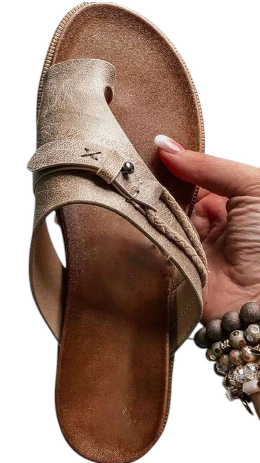Sandales artisanales en cuir à bride croisée et anneau d'orteil Femme