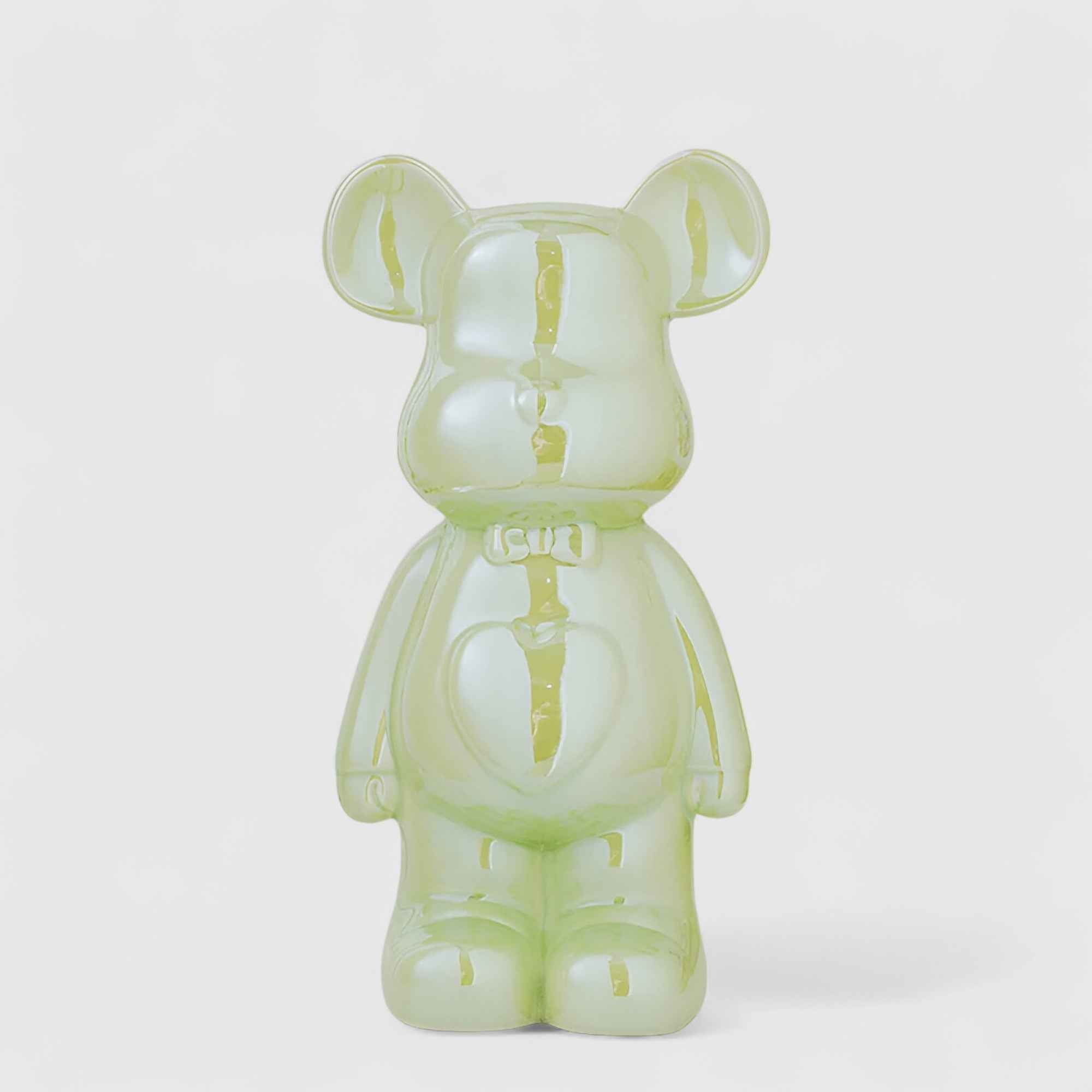 Figurines : Statuette Ours Blanc en Céramique Luxe 28cm - Décoration Moderne Design Élégante et Chic dans Vert de Marche Lino