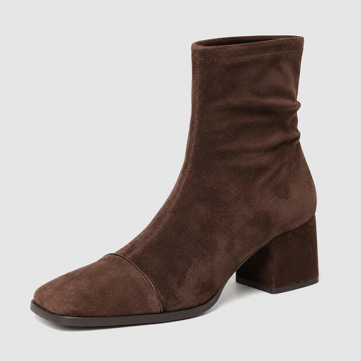 Boots : Élégantes bottines à talons et bout carré dans Marron foncé de Marche Lino