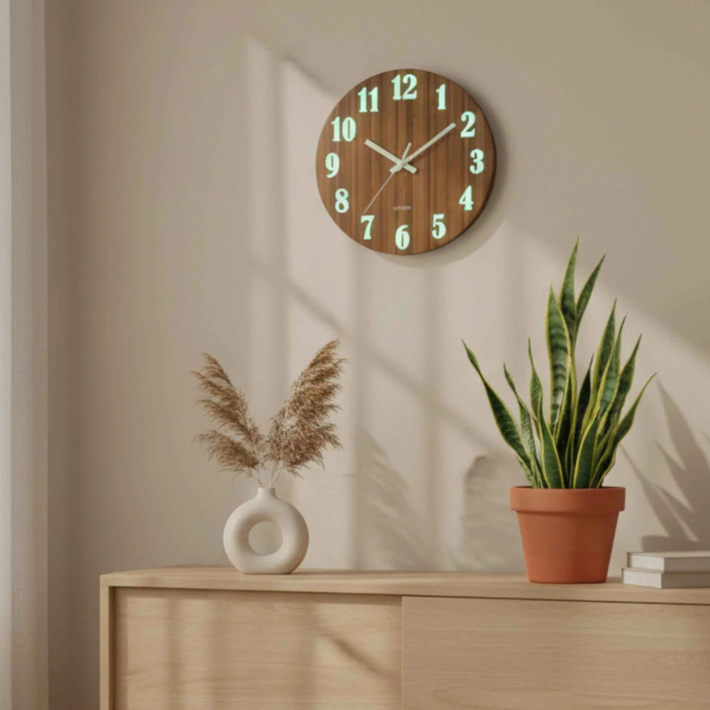 Horloge Murale en Bambou Lumineuse