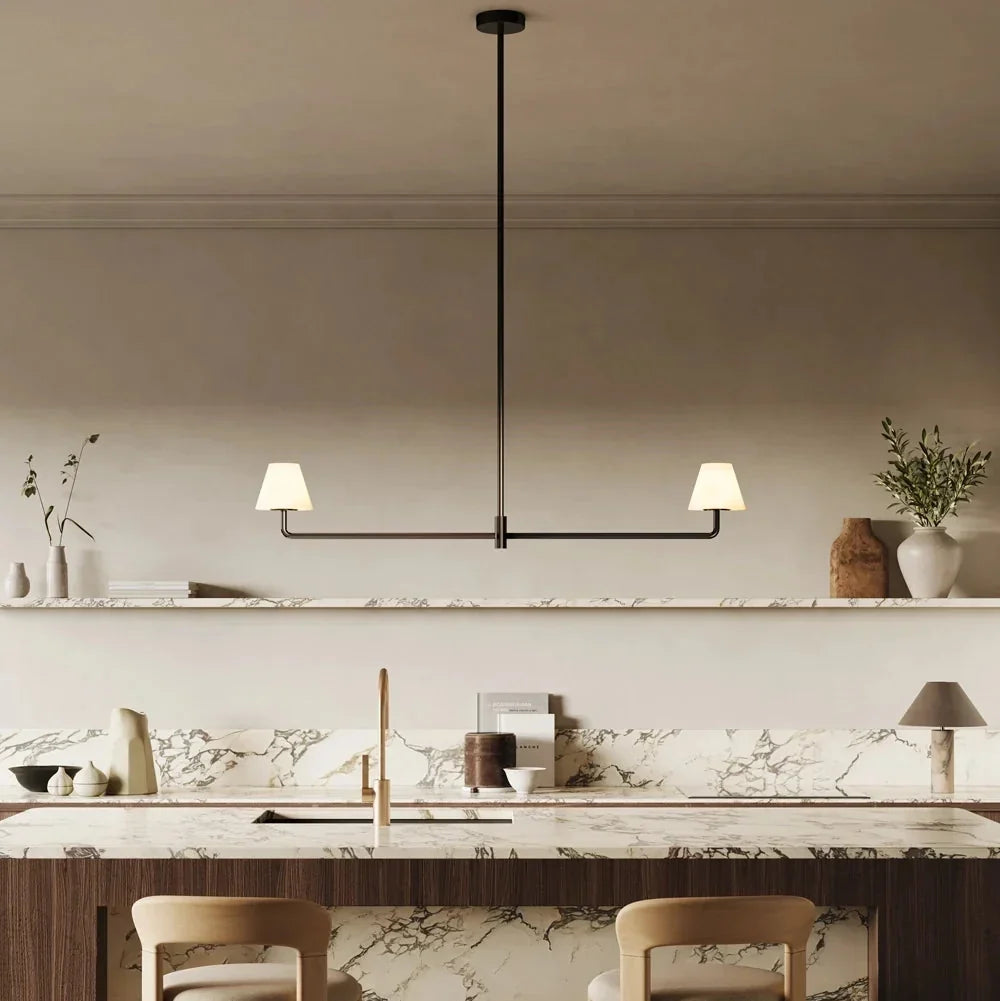 Pendelleuchte : Lampe Suspension Alba en Albâtre et Bronze dans de Roselva