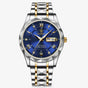 Montre Homme Luxe Quartz Bicolore Argent Or Acier Inoxydable Élégante