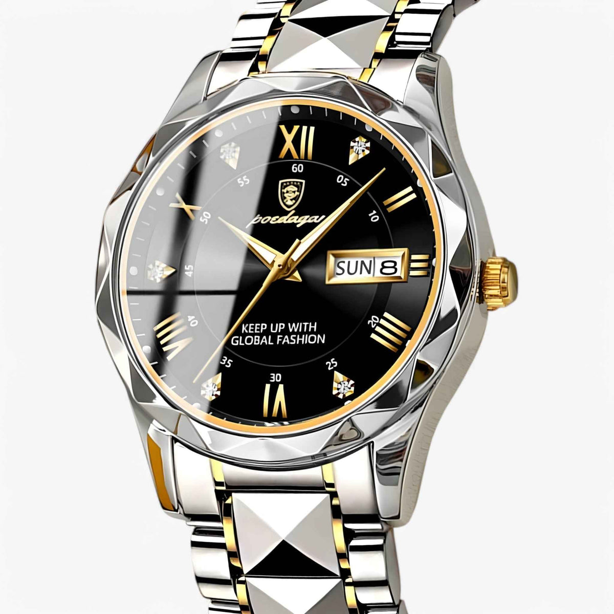 Watch : Montre Homme Luxe Quartz Bicolore Argent Or Acier Inoxydable Élégante dans de Marche Lino