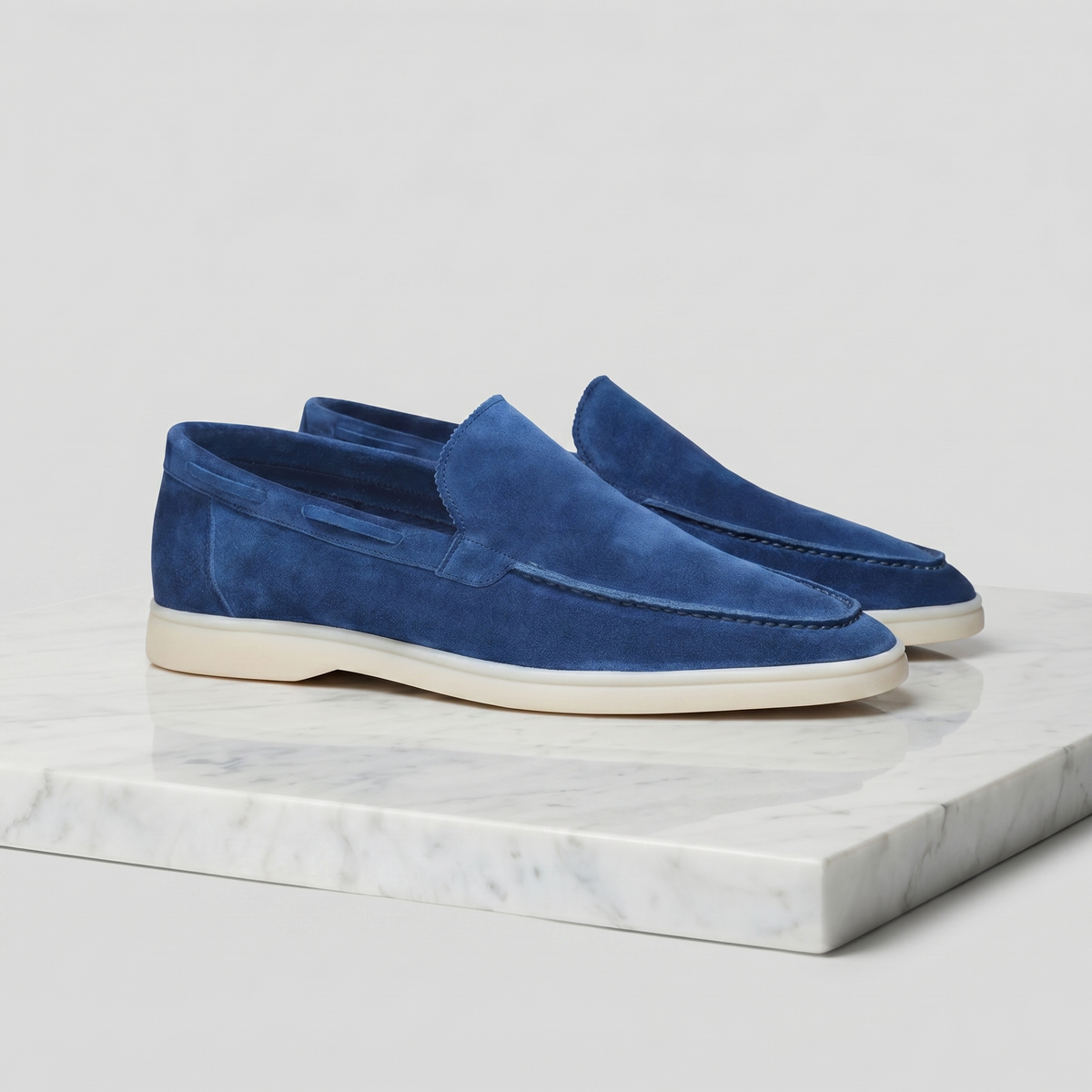 men loafers : Mocassins Homme Daim Classiques - Élégance Polyvalente & Confort dans Oceaanblauw de Marche Lino