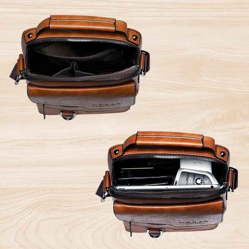 Handbag : Sac à bandoulière en Cuir Véritable Noir pour Femme - Élégant & Compact dans de Marche Lino