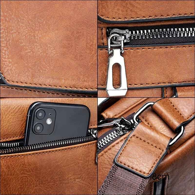 Handbag : Sac à bandoulière en Cuir Véritable Noir pour Femme - Élégant & Compact dans de Marche Lino