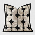 Housse de Coussin Géométrique Noir et Kaki Coton