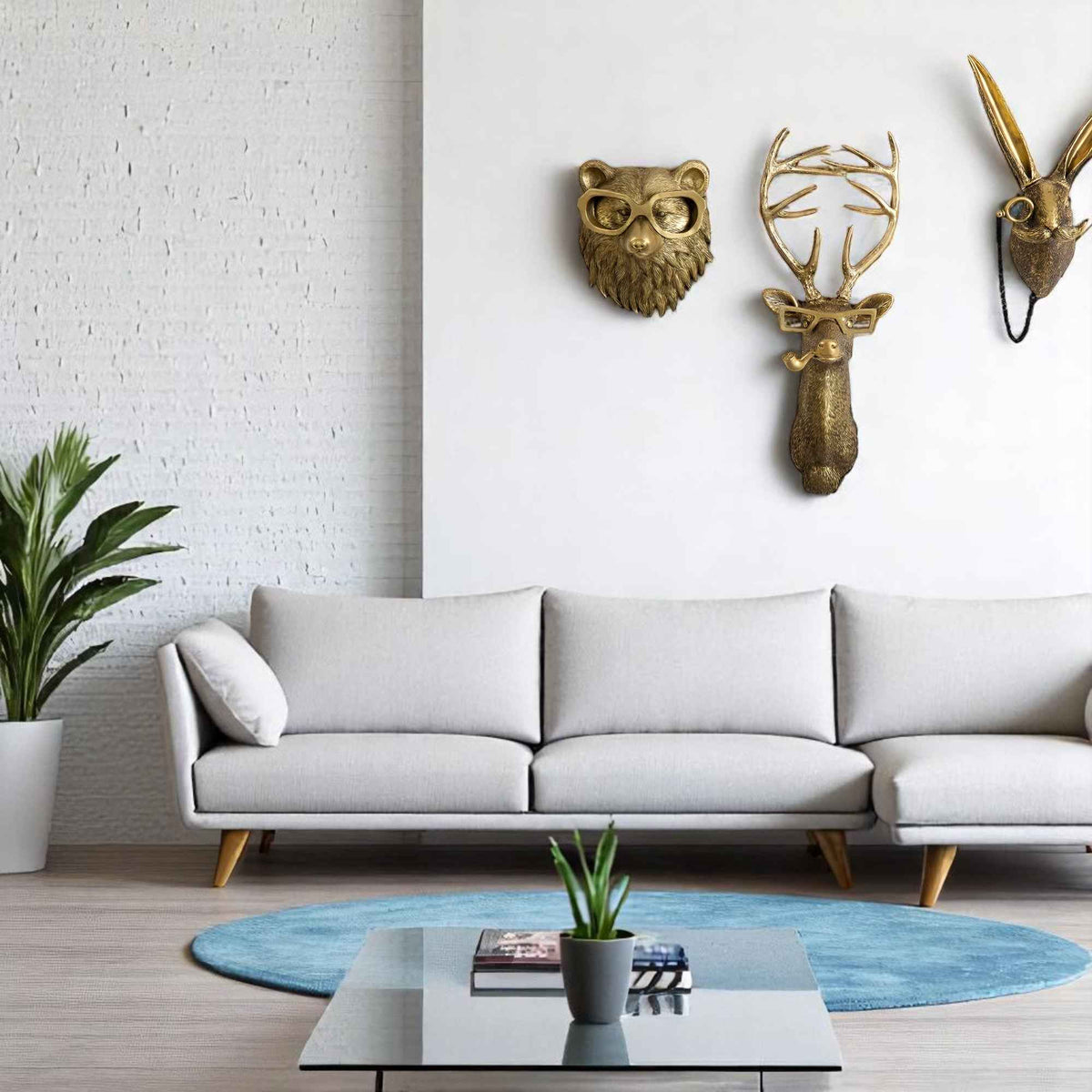Décoration murale : Décoration Murale Cerf en Résine Naturelle dans de Marche Lino