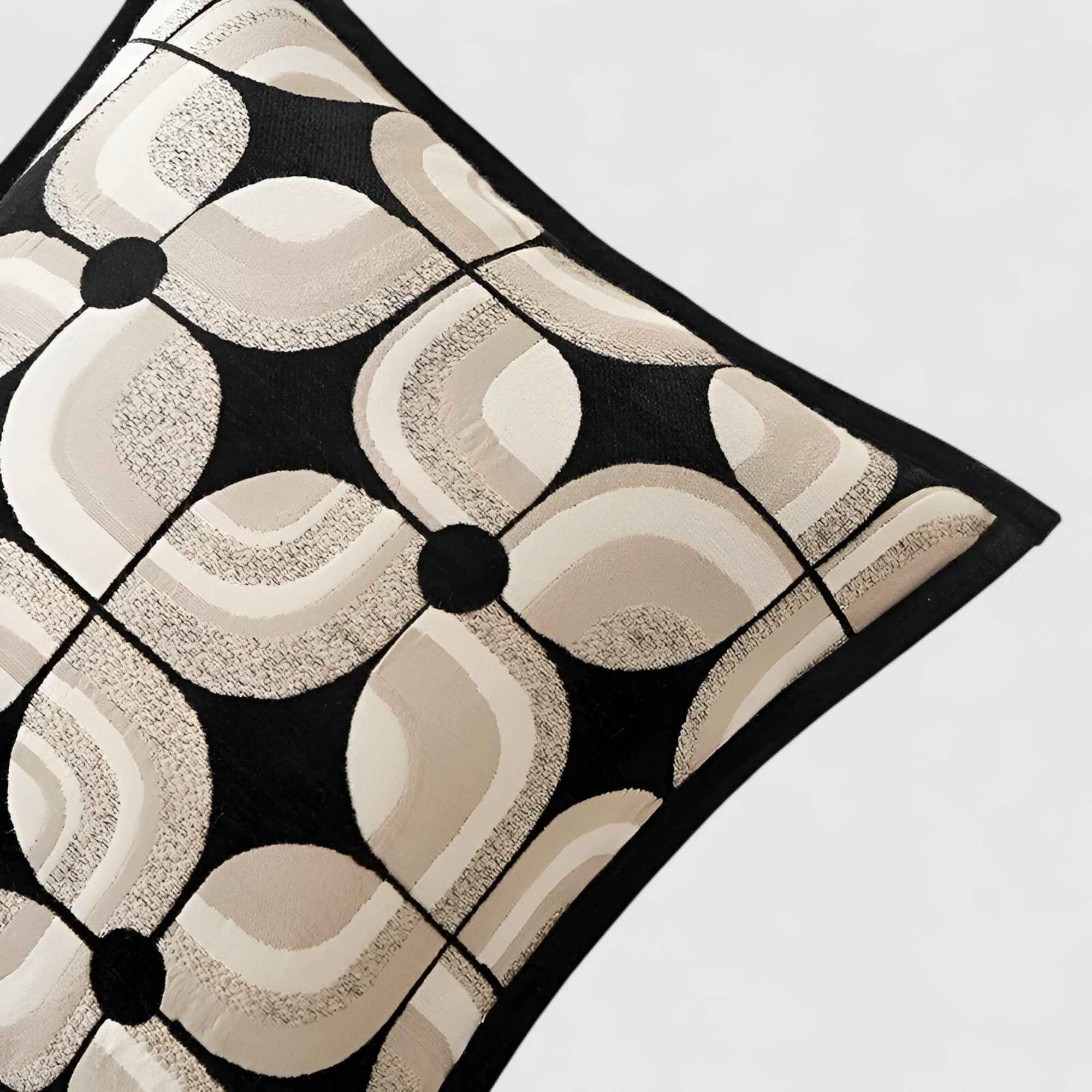 Housses de coussin : Housse de Coussin Géométrique Noir et Kaki Coton dans de Marche Lino