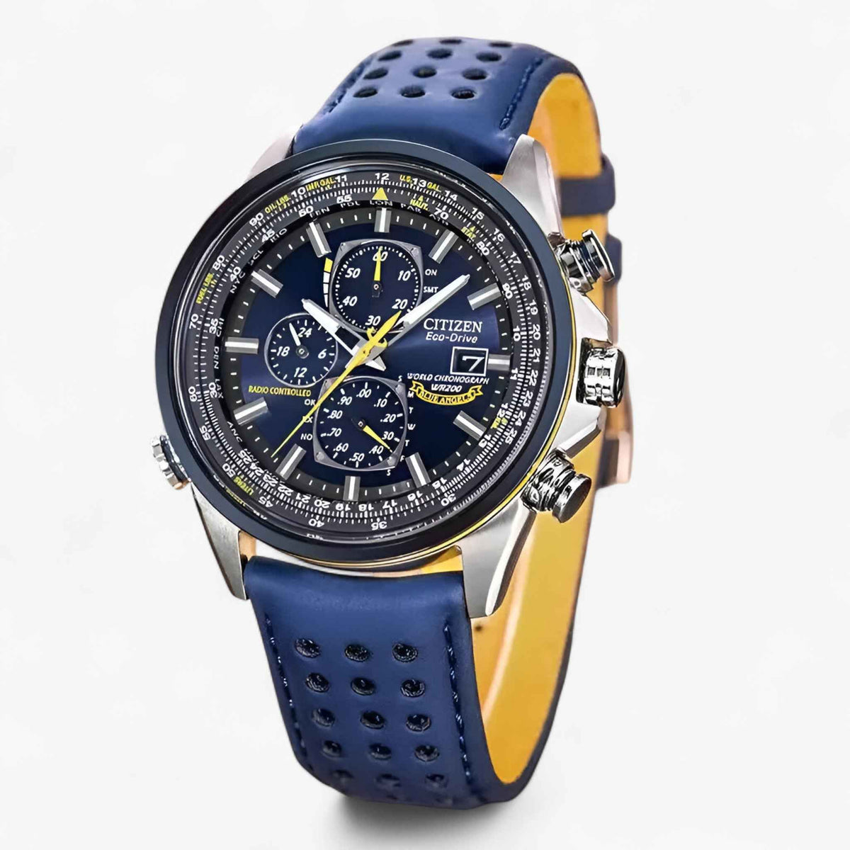 Watch : Montre Chronographe Homme MultiSteel 42mm – Acier Argenté, Cadran Bleu dans de Marche Lino