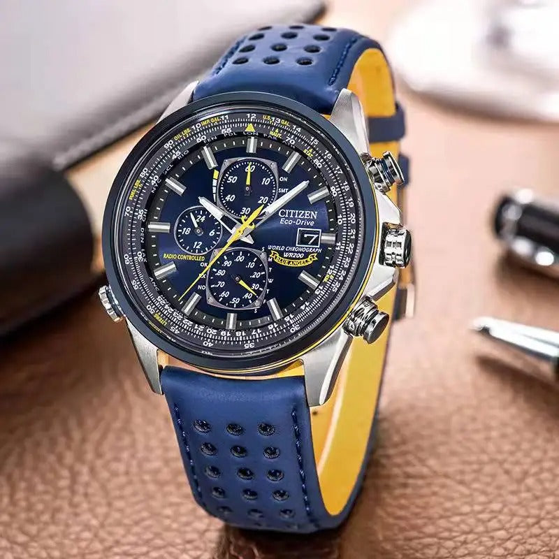 Montre Chronographe Homme MultiSteel - 42mm Acier inoxydable - Cuir marron café/noir