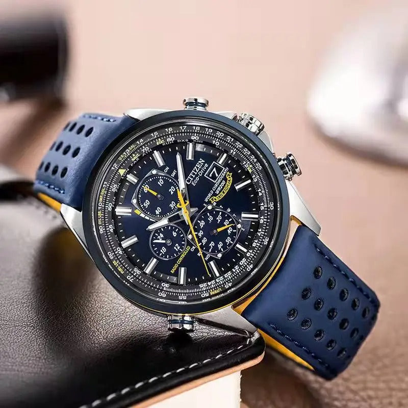 Montre Chronographe Homme MultiSteel - 42mm Acier inoxydable - Cuir marron café/noir