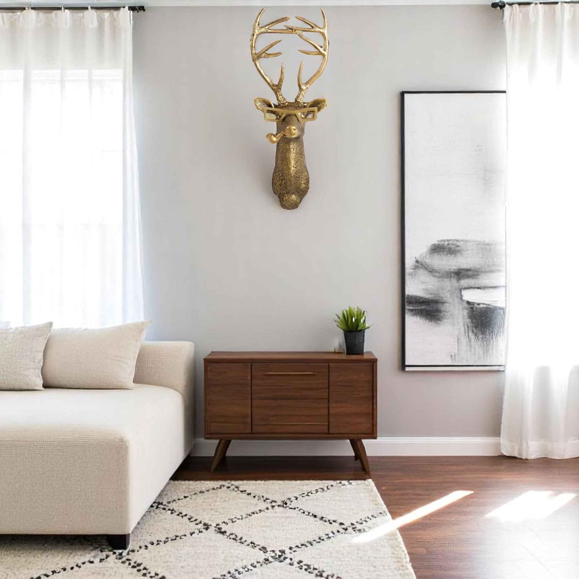 Décoration murale : Décoration Murale Cerf en Résine Naturelle dans de Marche Lino