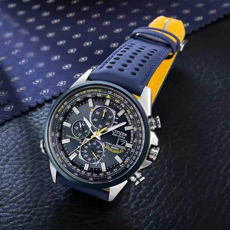 Montre Chronographe Homme MultiSteel - 42mm Acier inoxydable - Cuir marron café/noir