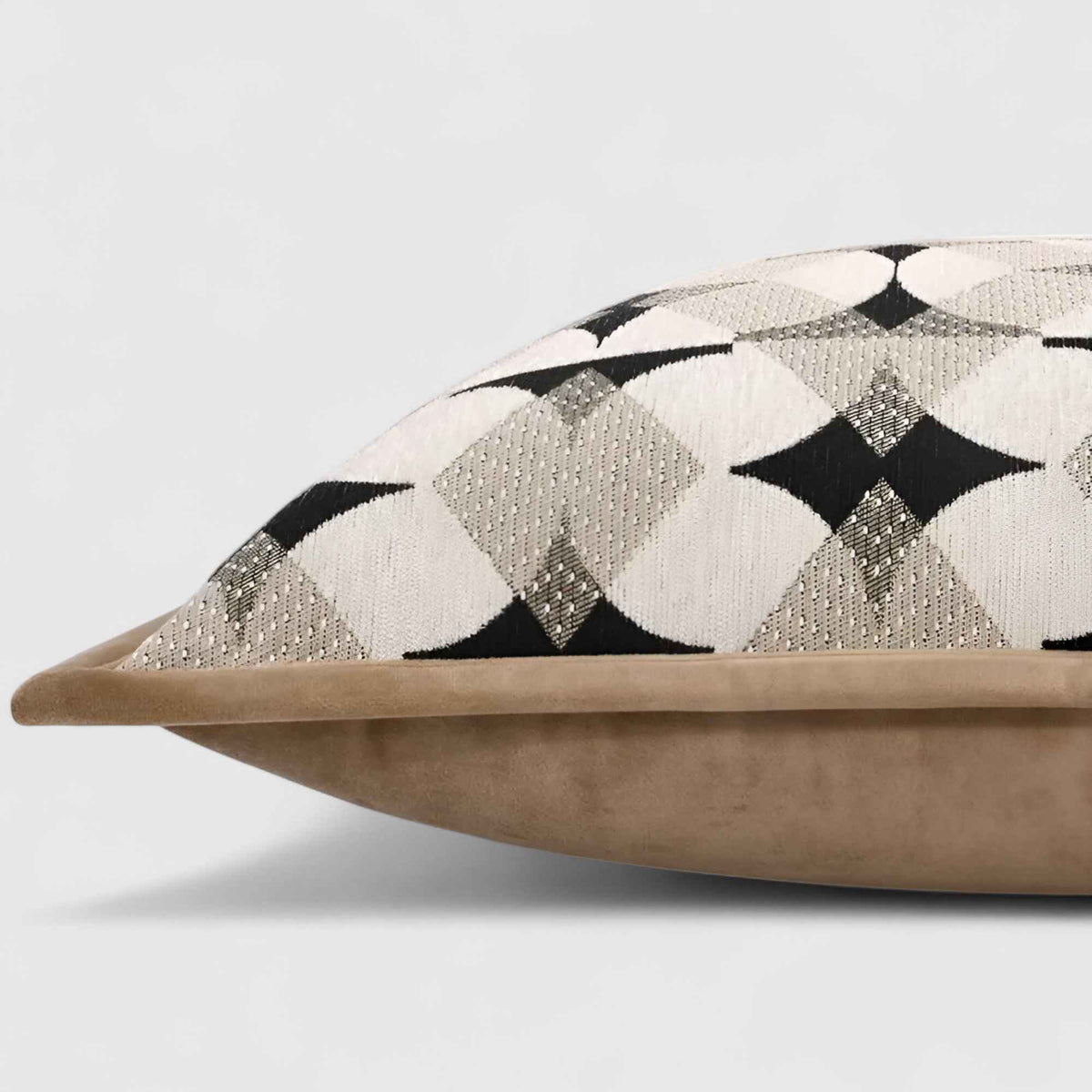 Housses de coussin : Housse de Coussin Géométrique Noir et Kaki Coton dans de Marche Lino