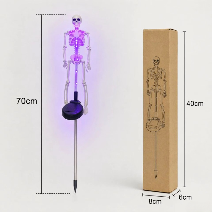 Piquet de Jardin Squelette Solaire Lumineux - Déco de Jardin Halloween LED
