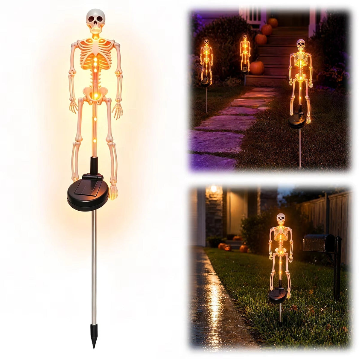 Piquet de Jardin Squelette Solaire Lumineux - Déco de Jardin Halloween LED