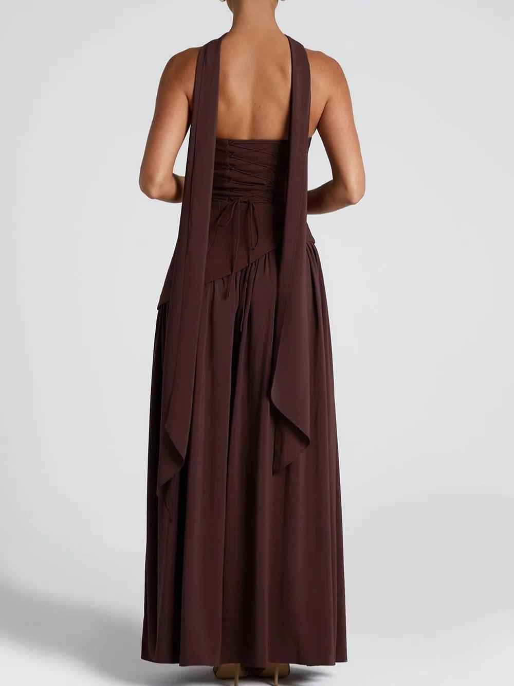 Maxi Dress : Robe longue fluide fendue femme - Élégante, confortable, sans bretelles avec ruban dans de Marche Lino