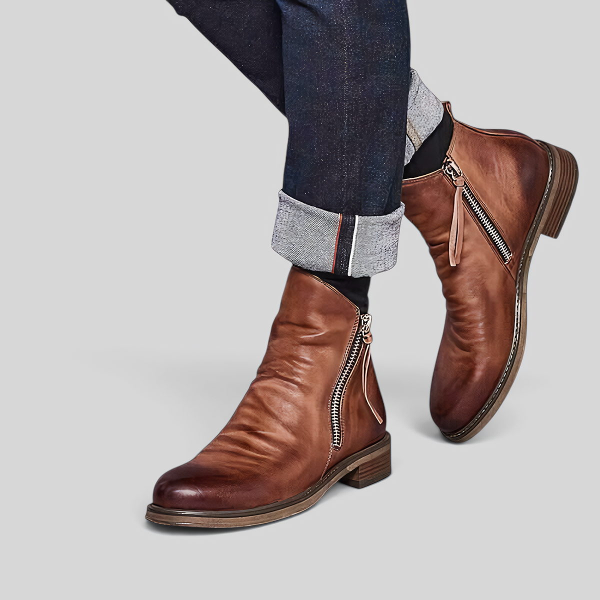 Bottes homme microfibre à lacets, bout pointu, grand confort