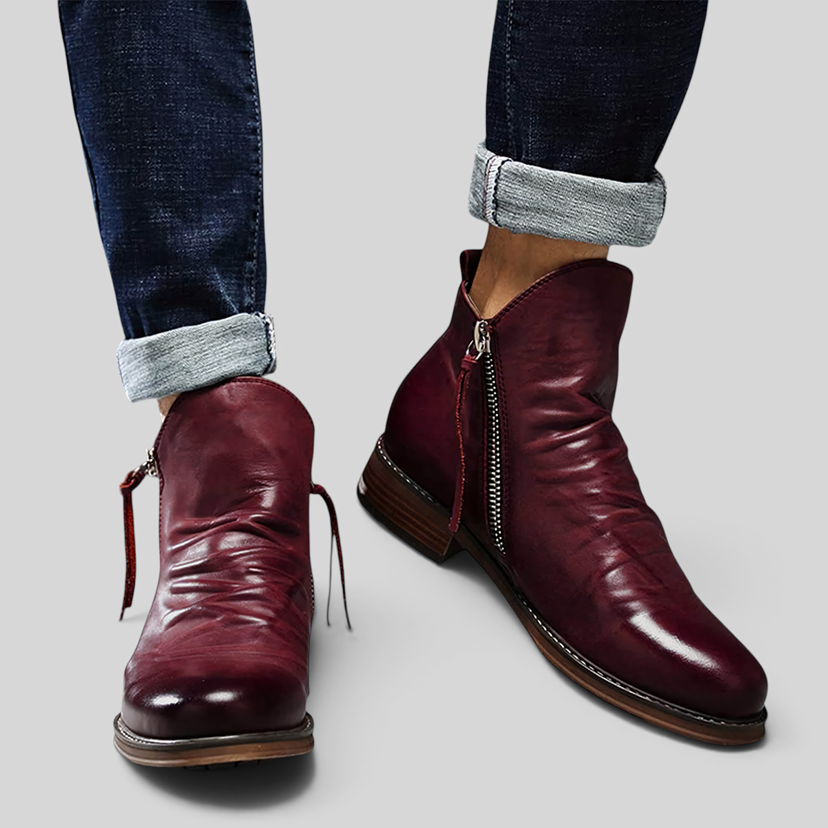 Bottes homme microfibre à lacets, bout pointu, grand confort