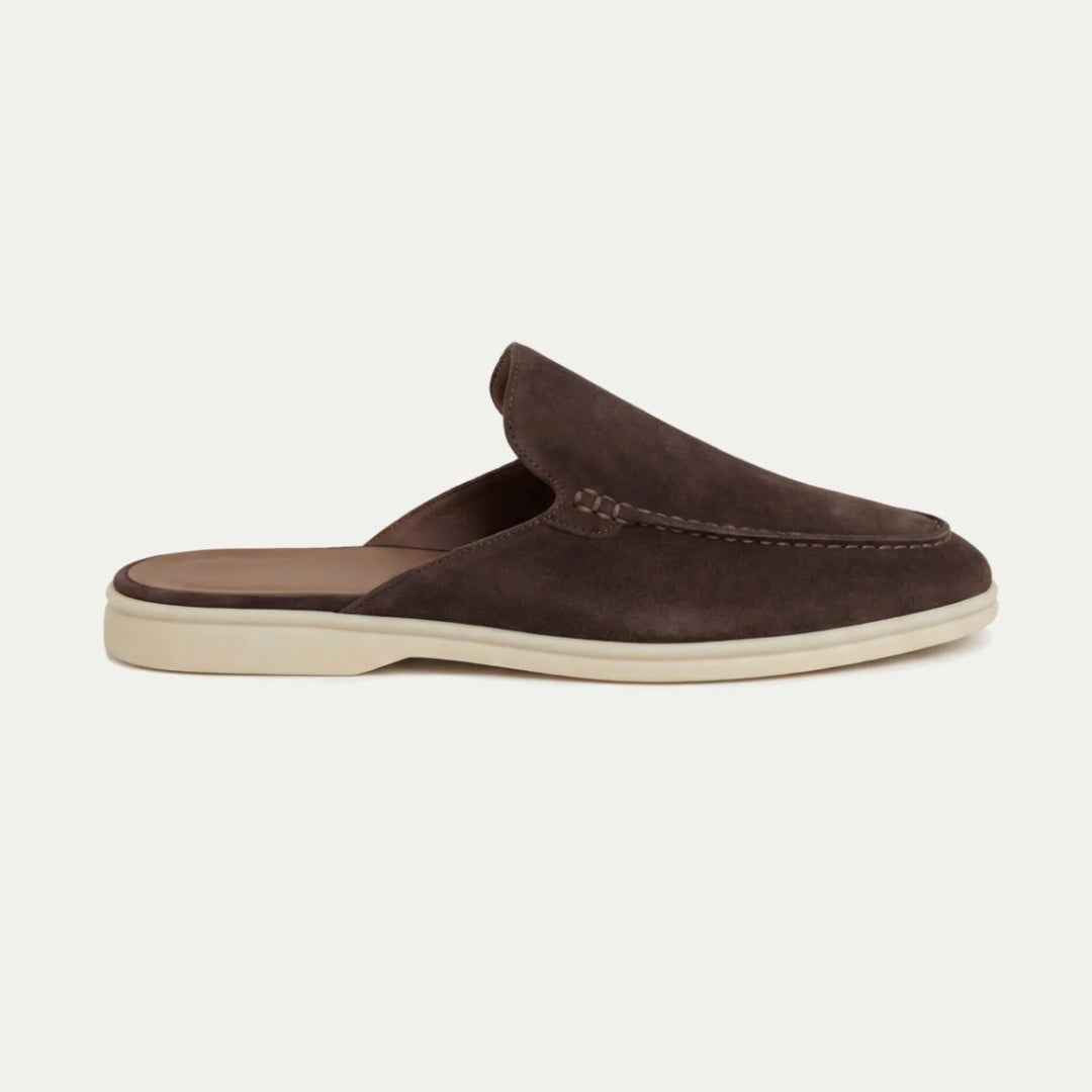 Sandales : Mules homme à enfiler dans Marron foncé de Marche Lino
