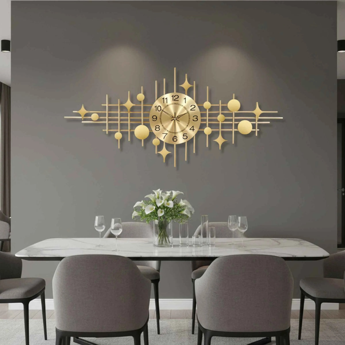 Horloges murales : Horloge Murale Design en Métal Doré Accessoire Déco dans de Marche Lino