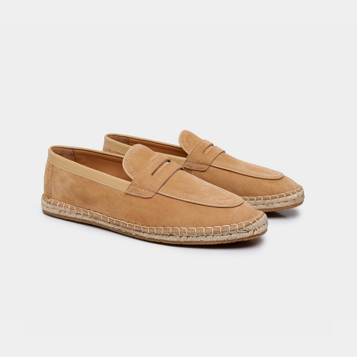 Mocassins : Mocassins pour homme à semelle tressée dans Marron de Marche Lino
