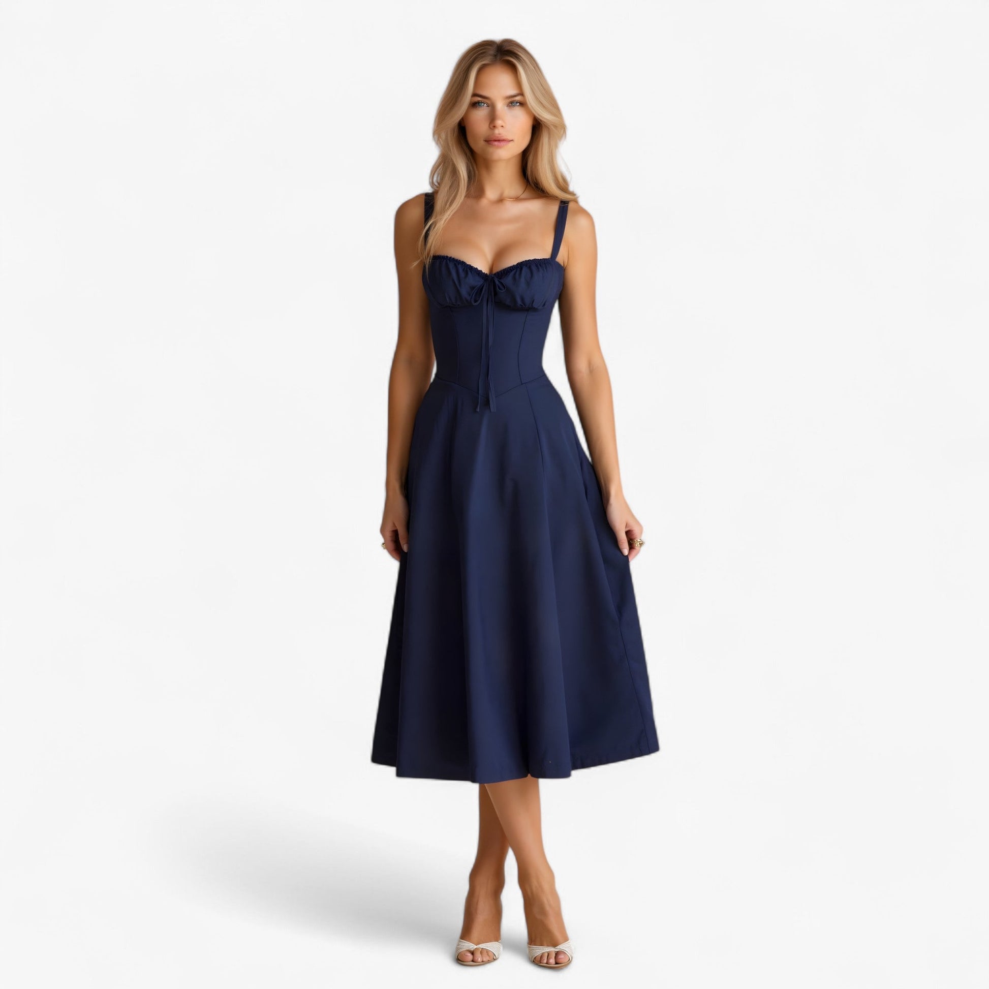 Robe élégante pour femme taille haute, Robe midi décontractée ou formelle
