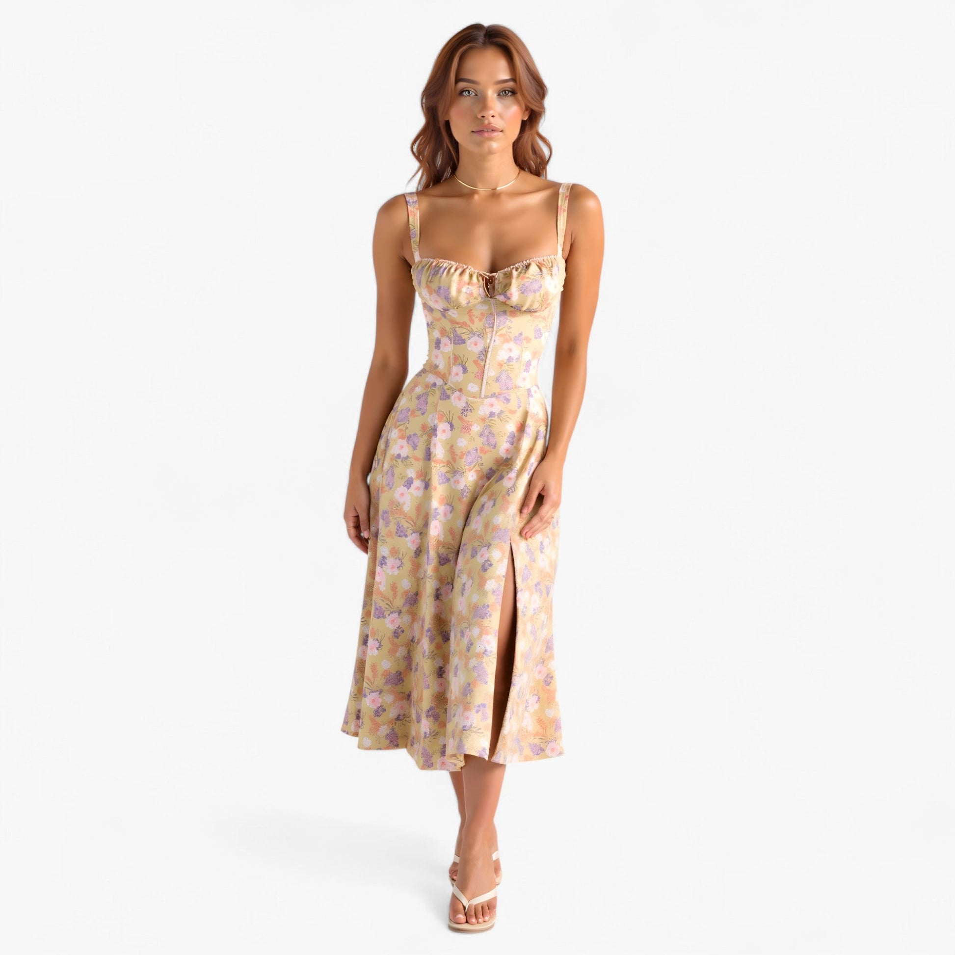 Robe élégante pour femme taille haute, Robe midi décontractée ou formelle