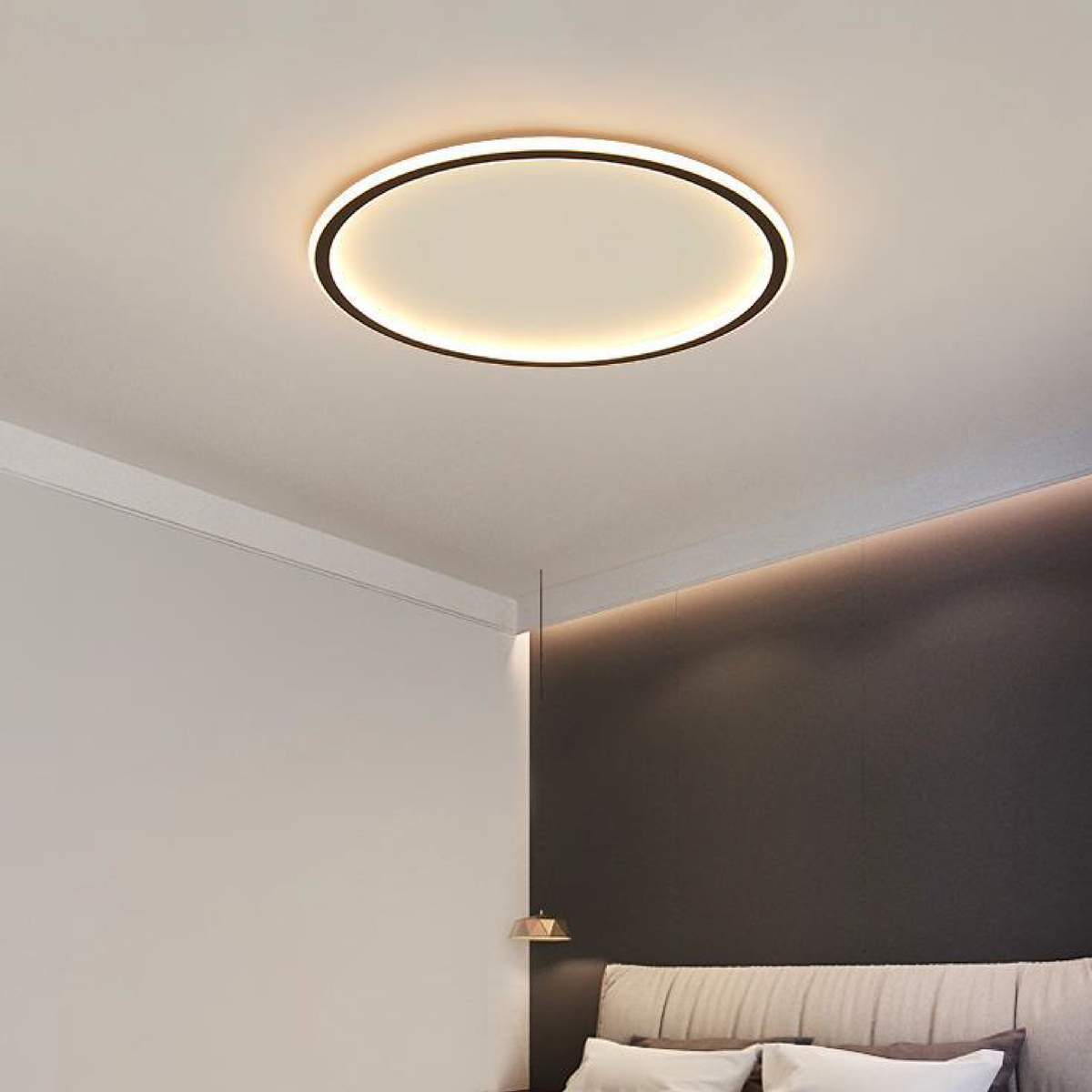 Plafonnier Rond LED Scandinave, Intensité Variable, Aluminium
