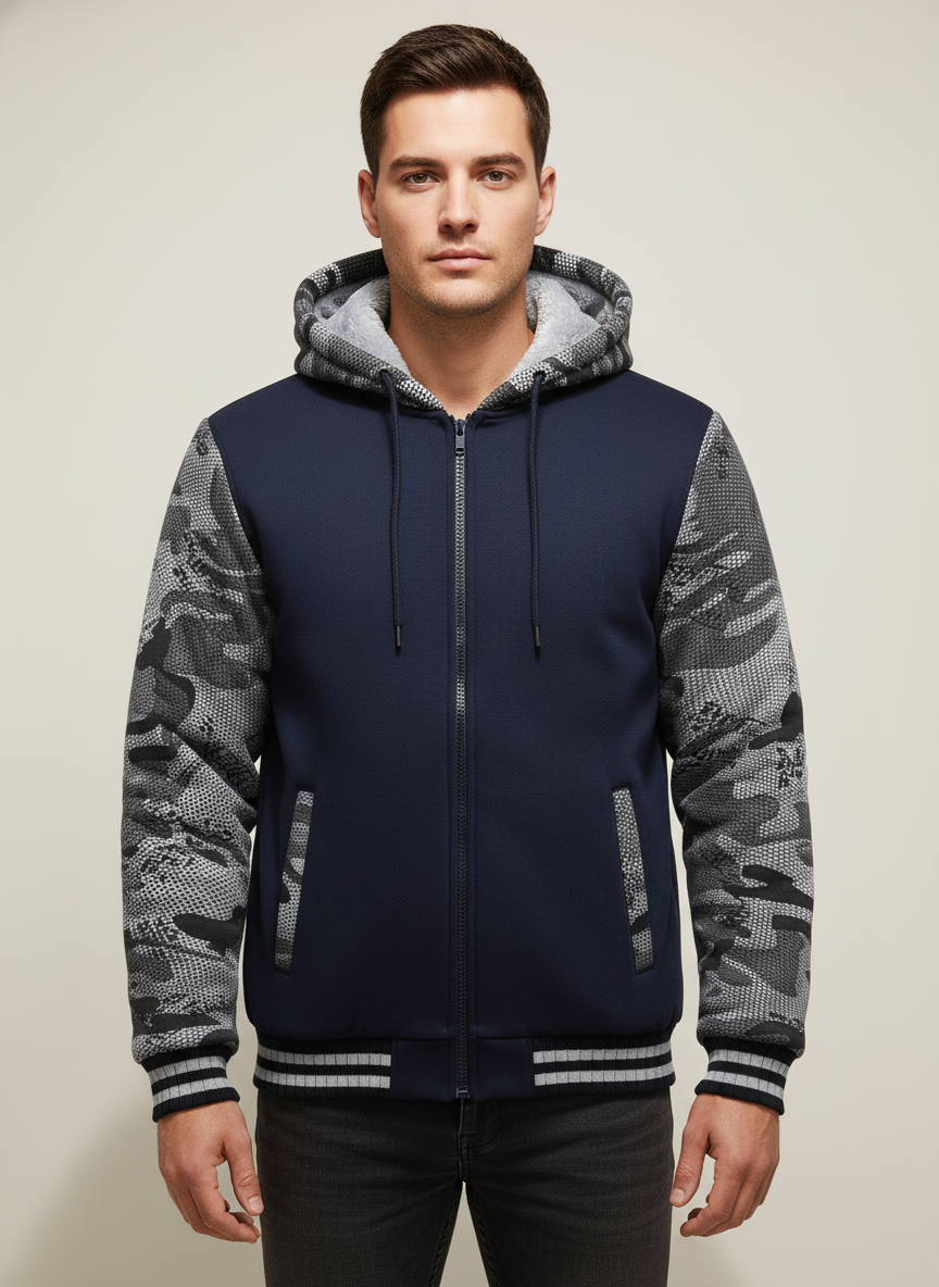 Jackets : Veste Chaude Homme à Capuche en Polaire Colorblock dans de Roselva