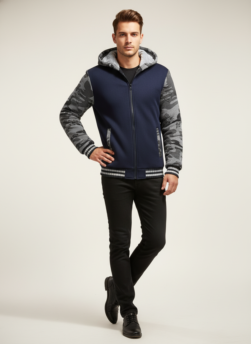 Jackets : Veste Chaude Homme à Capuche en Polaire Colorblock dans de Roselva
