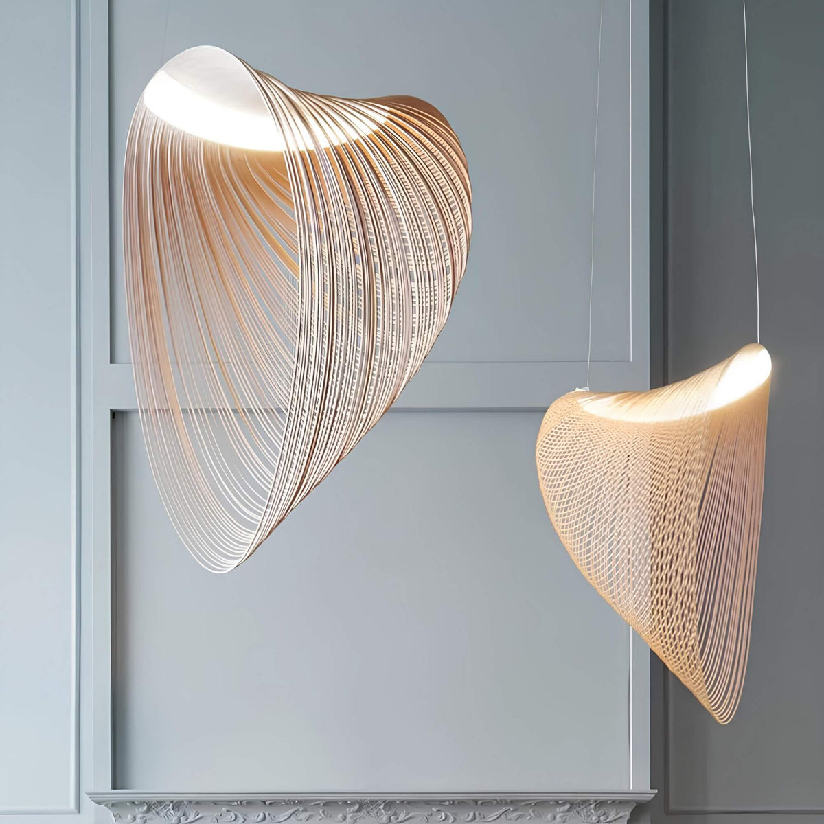 Pendant Light : Lampe Suspension Corde Chêne Scandinave – Luminaire de Plafond Minimaliste Moderne dans de Marche Lino