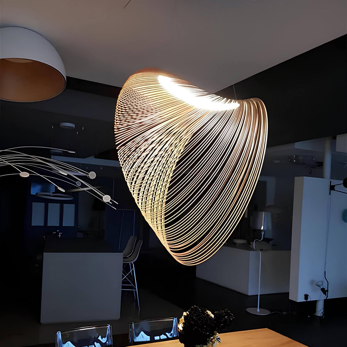 Pendant Light : Lampe Suspension Corde Chêne Scandinave – Luminaire de Plafond Minimaliste Moderne dans de Marche Lino