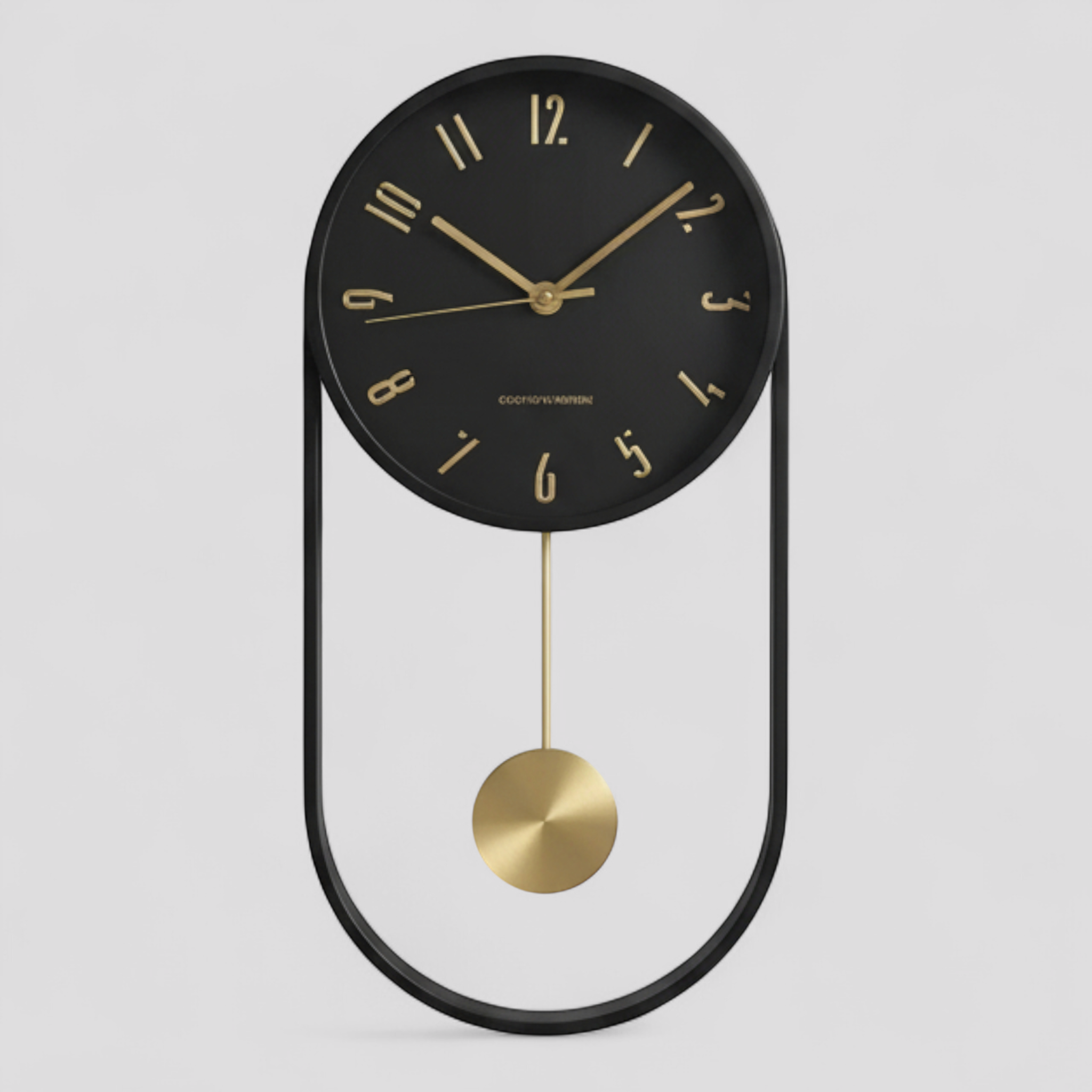 Horloges murales : Horloge Murale Moderne en Métal avec Pendule - 40×20 Cm dans Noir de Marche Lino