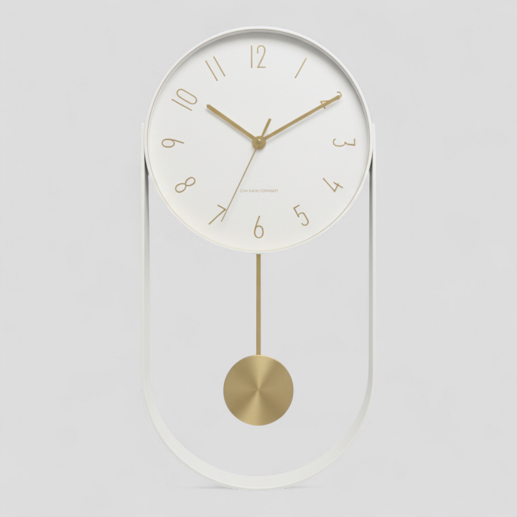 Horloge Murale Moderne en Métal avec Pendule – 40×20 Cm